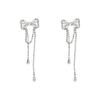 Silver Needle High-end Style Claw Zircon Flowing Tassel Earrings for Women - Light Luxury, Small-Scale, Unique Style Long Earring Set