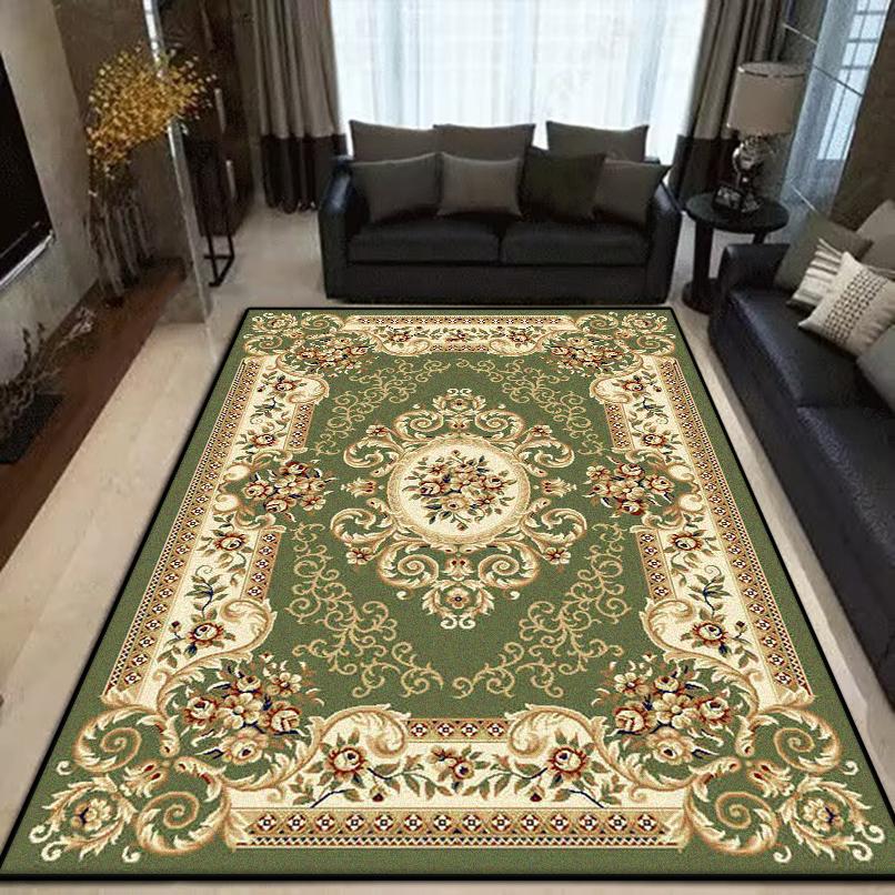 European Style Green Carpet Non-slip Flower Design Living Room Rug Soft Sofa Table Mat Big Size Cloakroom Decor Carpets Washable