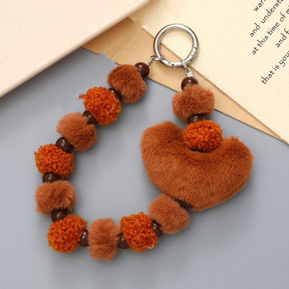 Anti-Lost Loveheart Beaded Keychain Soft Detachable Mobile Phone Lanyard Jewelry Universal Loveheart Beaded Bracelet