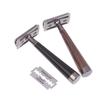 Double Edge Safety Razor, Faux Wood Zinc Alloy Handle Razor With 5 Stainless Steel Blades, Heavy Duty Eco-Friendly Razor