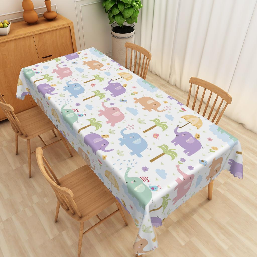 Ocean Blue Tablecloth Seashell Starfish Wave Beach Print Waterproof Table Cover For Kitchen Decoration Birthday Party Tablecloth