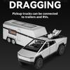 1:32 Miniature Pickup Trucks Cars Toy Miniature Model with Light Sound Pull Back RV Simulated Interior Caravan Collect Souvenirs