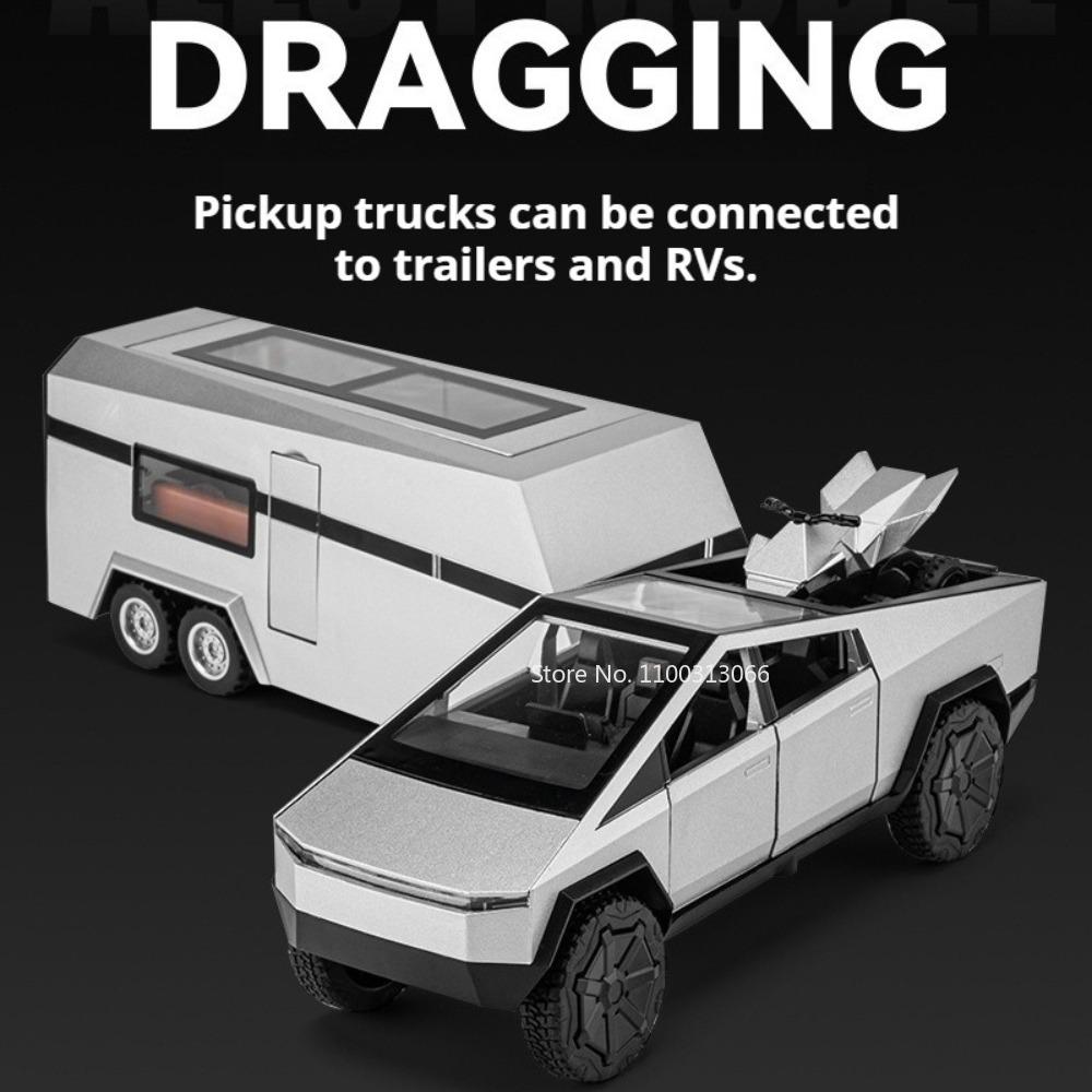 1:32 Miniature Pickup Trucks Cars Toy Miniature Model with Light Sound Pull Back RV Simulated Interior Caravan Collect Souvenirs