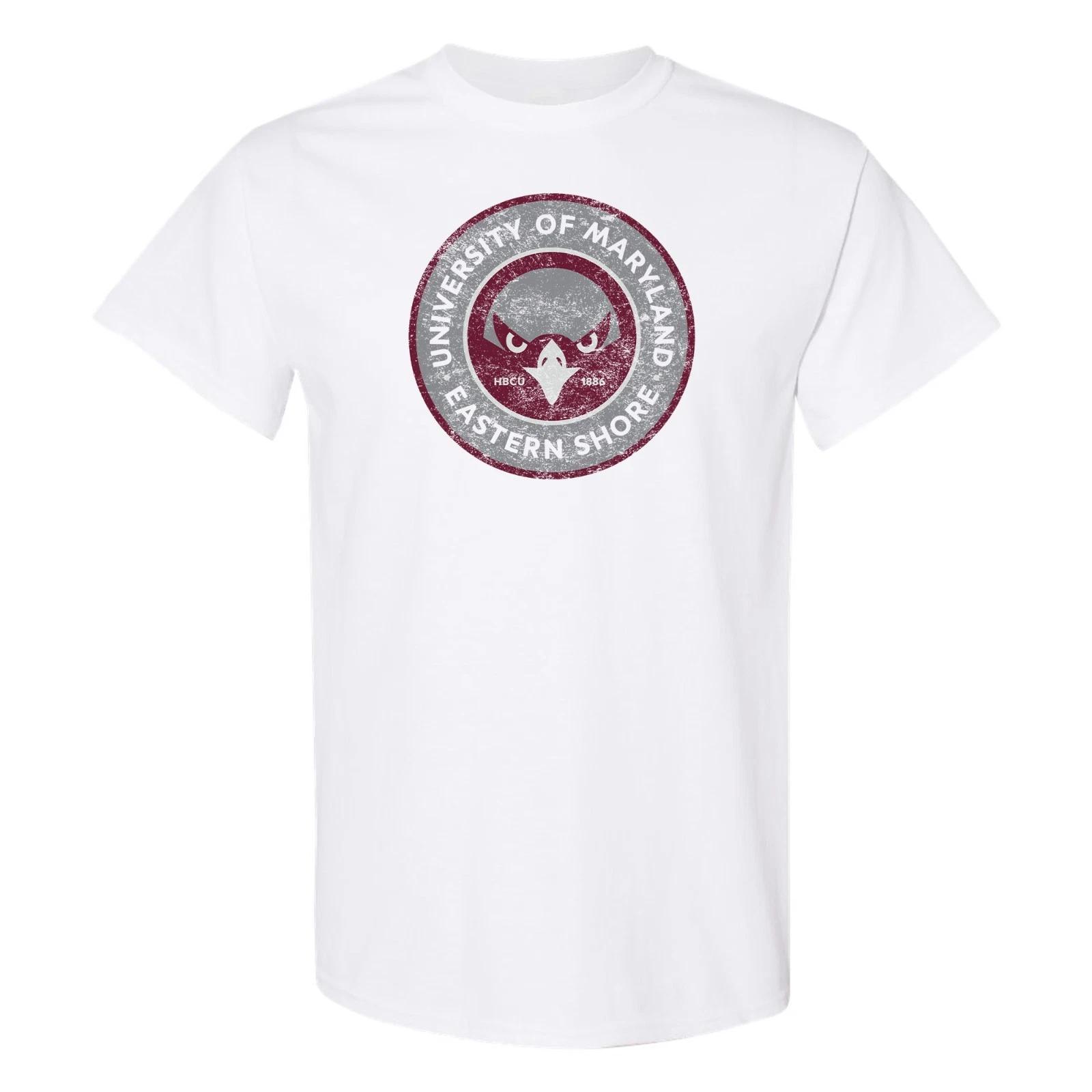 Maryland Eastern Shore Hawks Distressed Circle Logo T-Shirt - White S