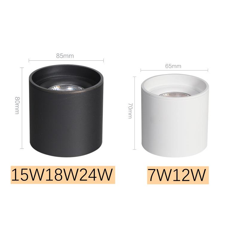 Adjustable Spot Light High Quality Rotating LED Downlight COB Surface Mounted Black Ceiling Lamp 9-24W AC90-260V Indoor lighting
