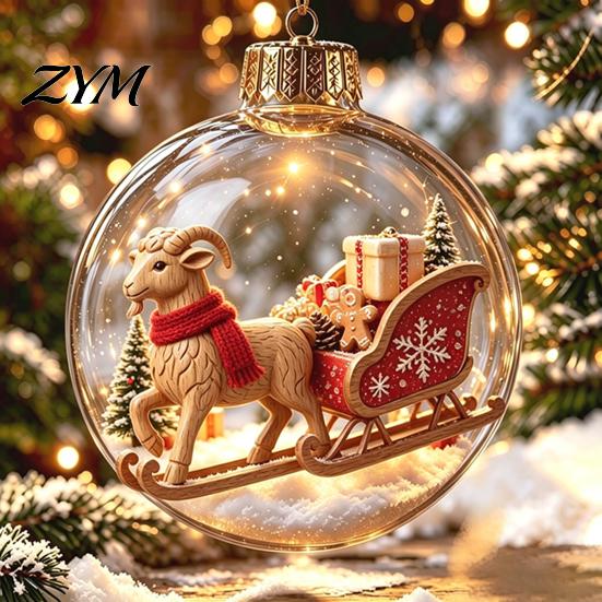 Indoor Outdoor Xmas Decor Glowing Christmas Story Ornament, Light?Up Mini Holiday Scene Hanging Ball with Warm Seasonal Home Accents LED Light,