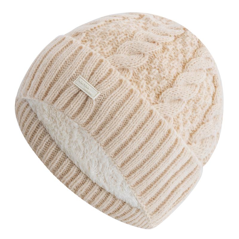 

Новая Унисекс Зимняя Шапка Модная Уличная Шапка-Бини Для Мужчин Женщин, Парная Флисовая Подкладка Теплая Вязаная Шапка 56cm-60cm бежевый