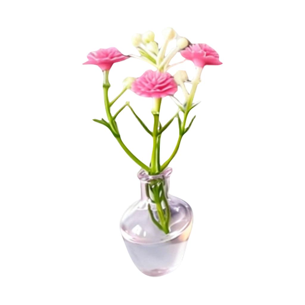 Mini Magnetic Glass Vase Set Small Artificial Flower Pot Decorative Plant Magnet for Office Kitchen Storage Cabinet Refrigerator Accessories