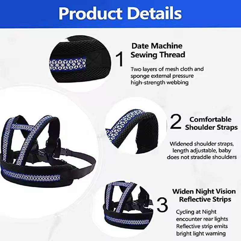 Universal Motorcycle Safety Belt For Kids Toddlers Breathable Shoulder Straps Seat Harness Adjustable Child Reflective Design