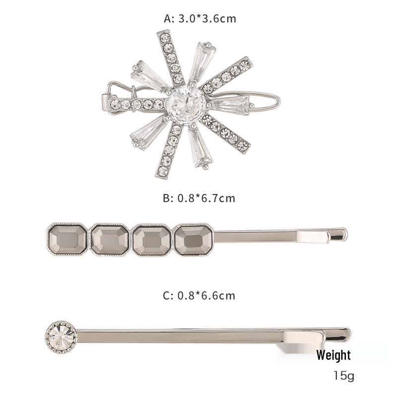 Kenjie Copper-Inlaid Zircon Rainbow Hair Clip Set for Women - Stylish European and American Letter Design