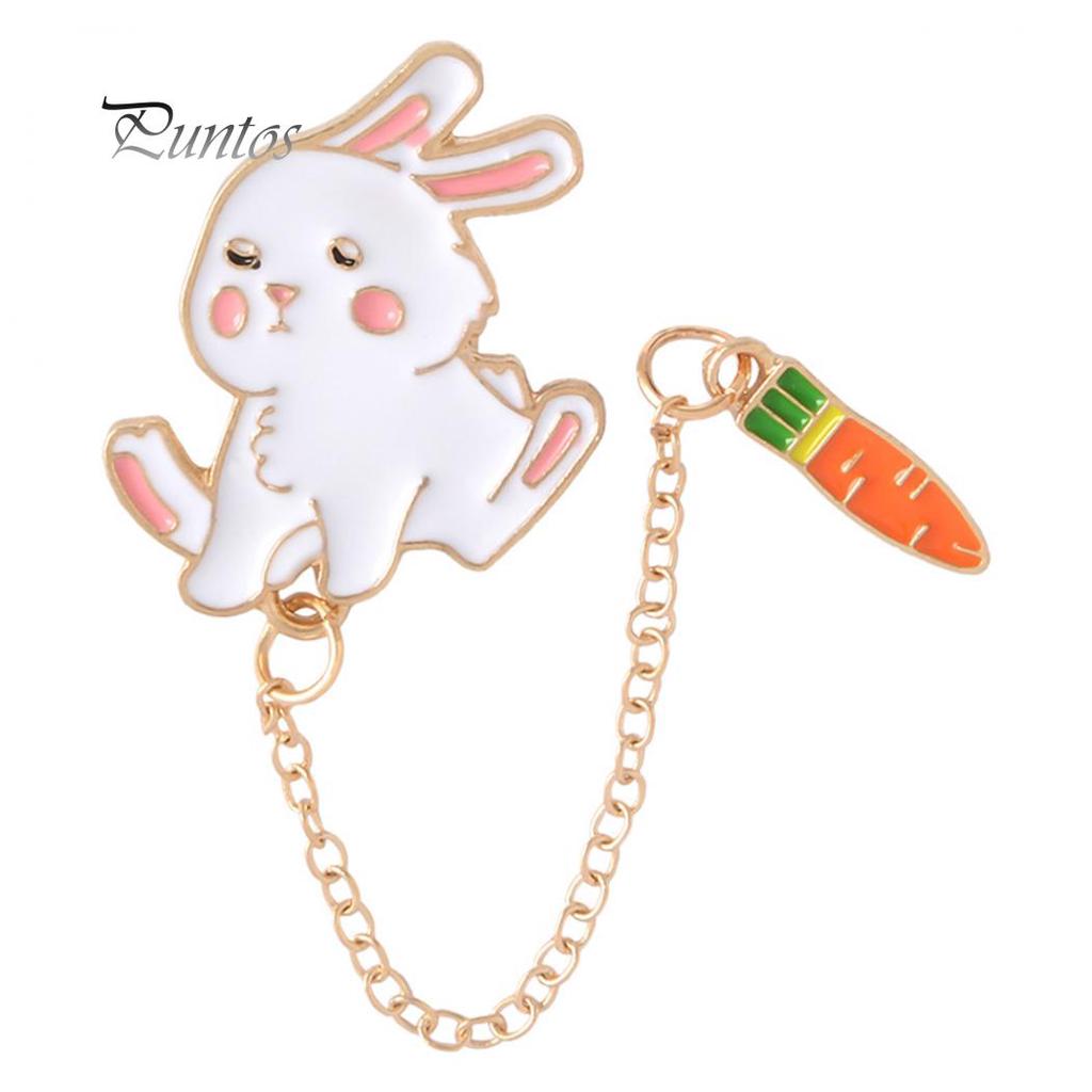 Beauty Earrings Women Cute Rabbit Carrot Heart Book Ruler Denim Jacket Collar Chain Brooch Pin