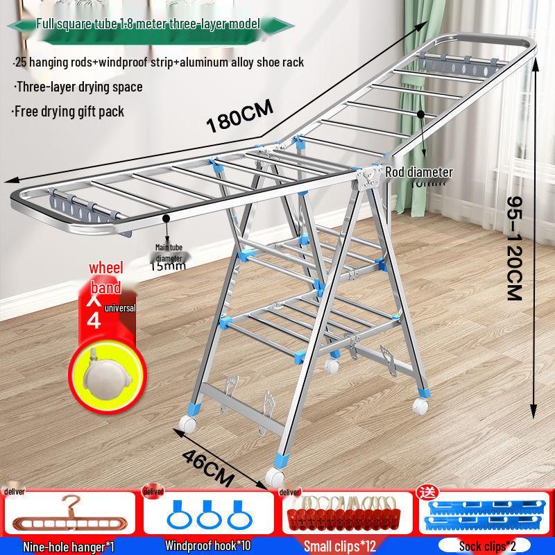 Floor-Standing Folding Towel and Clothes Rack for Hairdressing Salons and Barber Shops