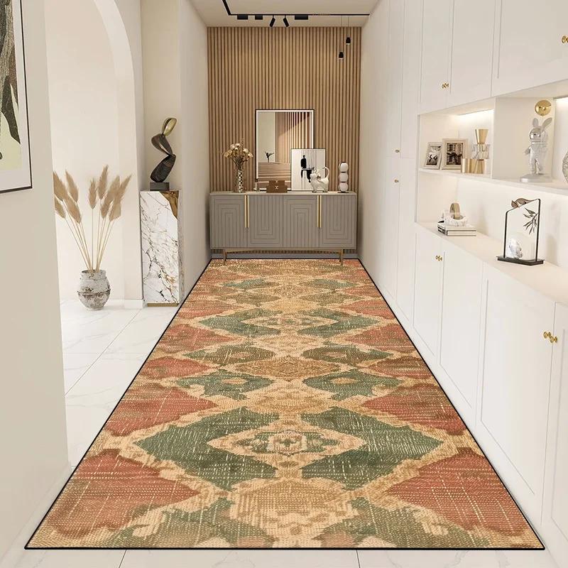 

Ковер в персидском стиле черный длинный коврик для прихожей нескользящий коврик-дорожка для лестницы коридора прохода моющийся коврик для украшения гостиной 100x200cm 39.4x78in