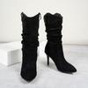 Mode 2024 Frühling und Herbst Neue modische einfache spitze vielseitige bequeme High Heels große nackte Stiefel Modestiefel für Frauen