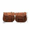 Leather Pouch Motorcycle Side Saddlebags Saddle Panniers 3 Bag Brown 2 + 1 Bags