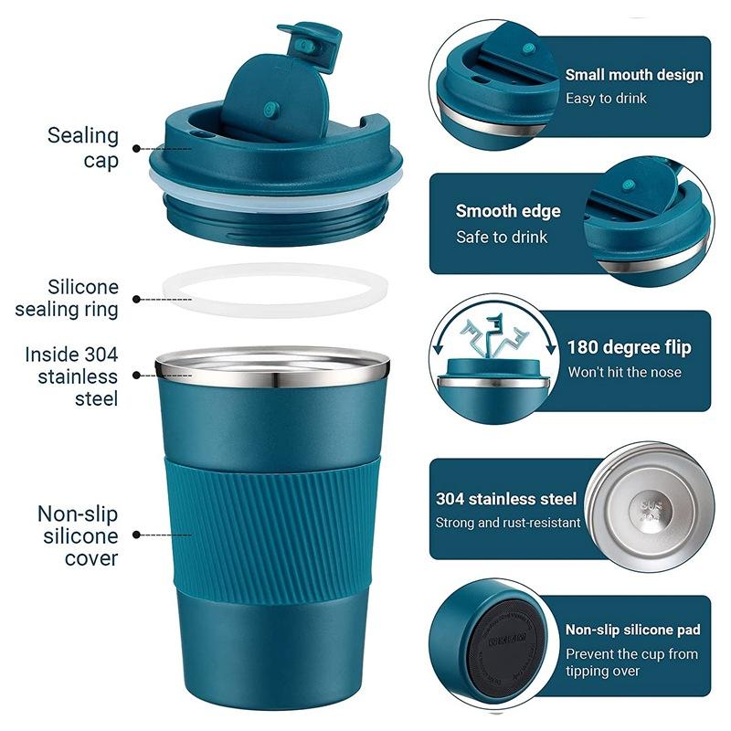 510ML Stainless Steel Coffee Cup Thermos Mug Travel Water Bottle Leak-Proof Car Vacuum Flask Keeps Cold and Heat Thermal Mug