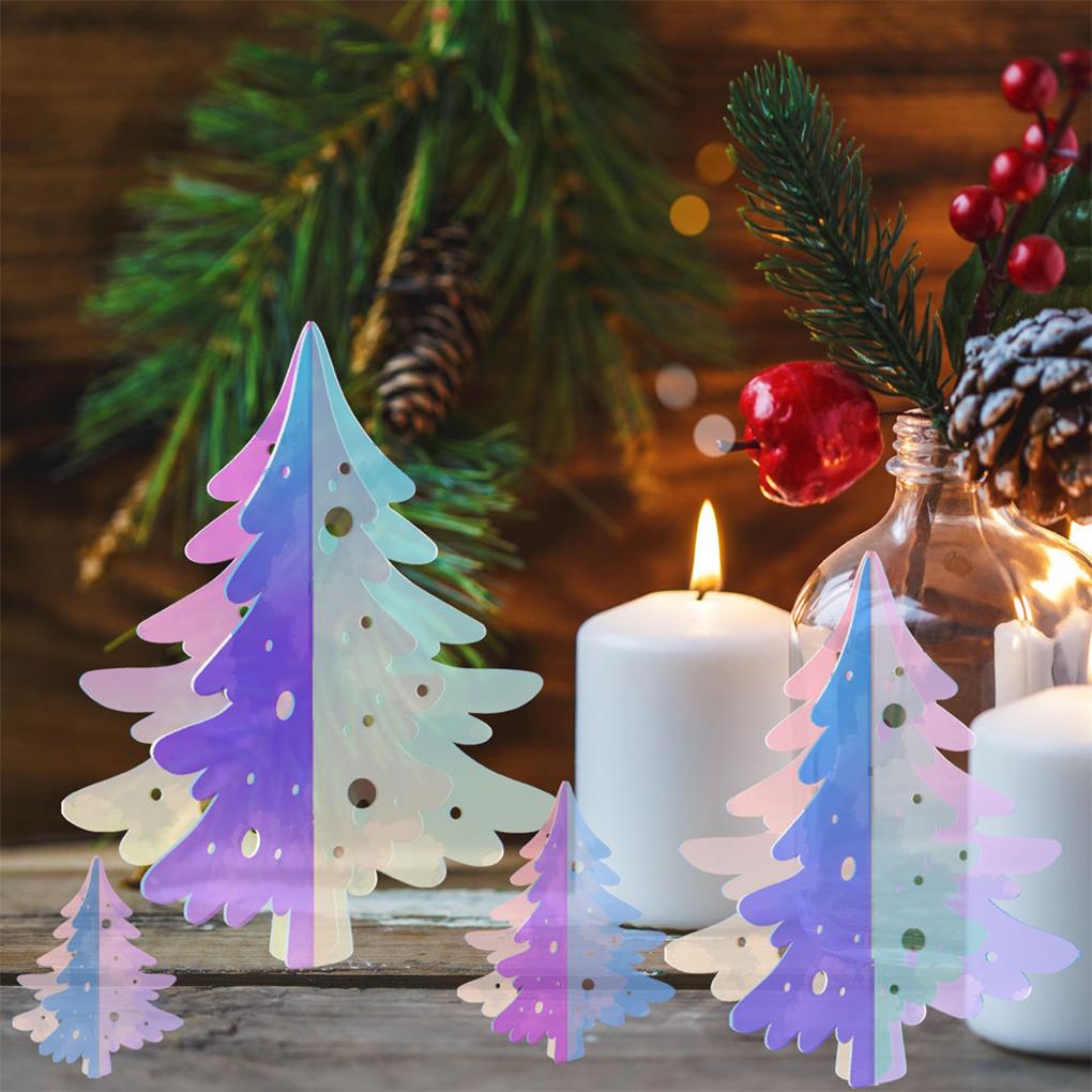 New 4PCS/SET Dazzling Paper Snowflakes Hanging 3D Waterproof For Festival Celebration Reusable Iridescent Christmas Garland