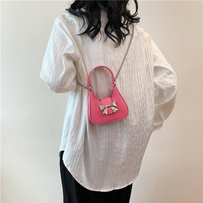 Niche Design New Bow Metal Buckle Mini Fashion One-shoulder Handbag Chain Crossbody Bag Women