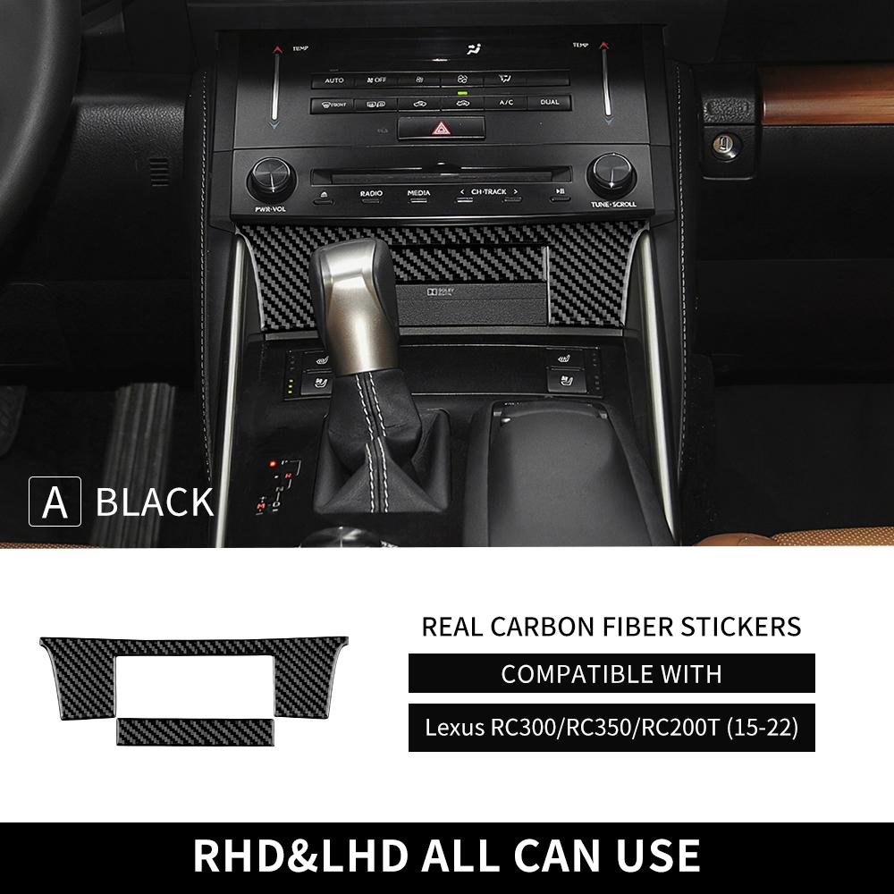 Real Soft Carbon Fiber Sticker For Lexus RC300 RC350 RC200T 2015 2016 2017 2018 2019 2020 2021 2022 Center Console Interior Trim