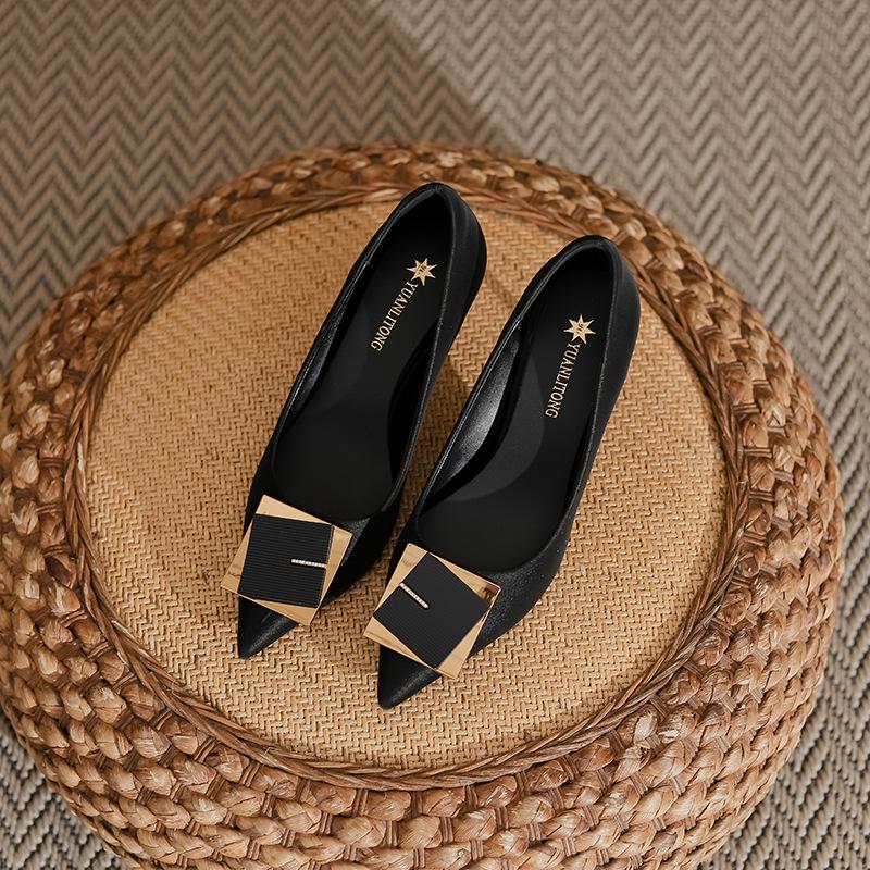 Genuine leather women's shoes 2025 spring and summer fashion versatile high heels women's fine heels high sense sexy single shoes children's spring