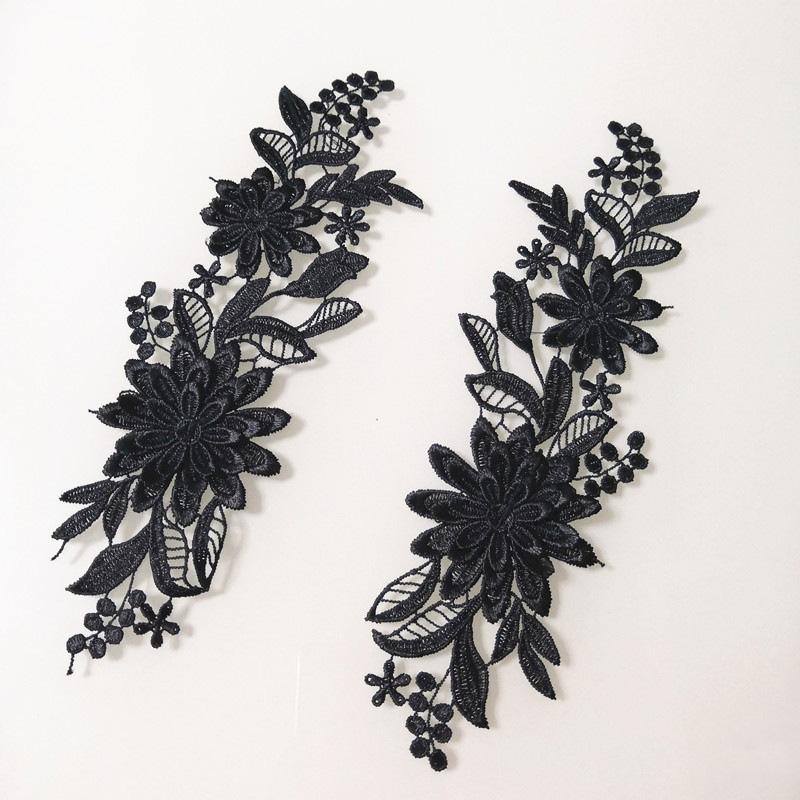 1 Paar Geborduurde Applicaties 3D Bloem Applicatie Voor Kleding Tas Kant Bloem DIY Hol Prachtige Badges Accessoires 23X8cm