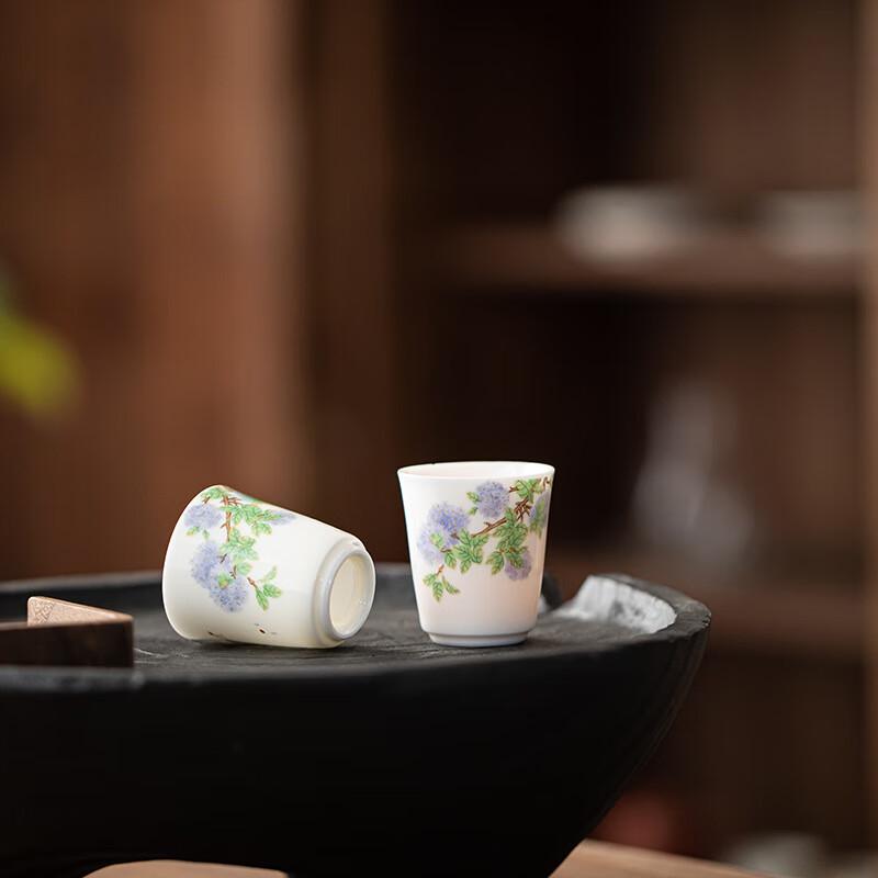 Shangqi Mingyue Plain White Hand-Painted Ceramic Tea Cups (Set of 6)