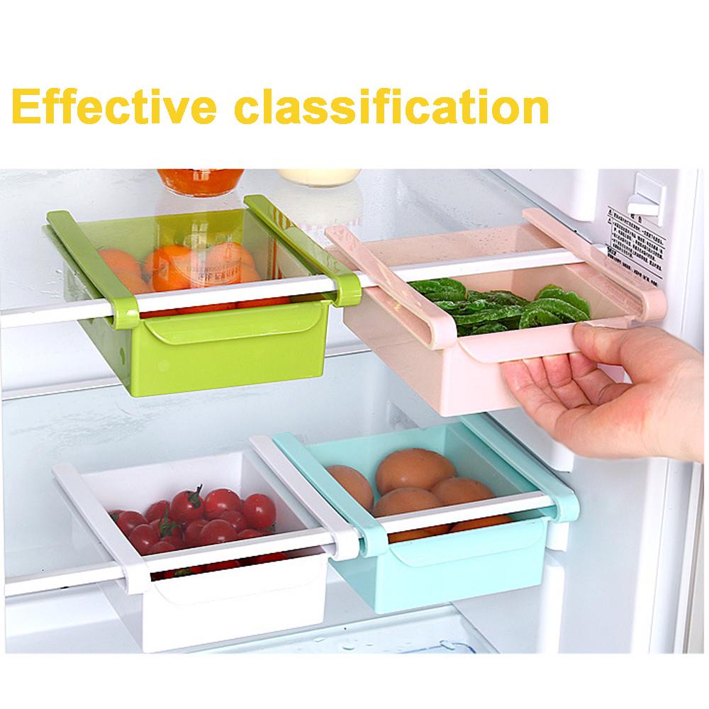 Slide Kitchen Fridge Freezer Space  Organizer Storage Rack Shelf Holder