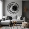 Metal Wall Art Sun and Moon Laser Cut Black Steel Home Decor Modern Design
