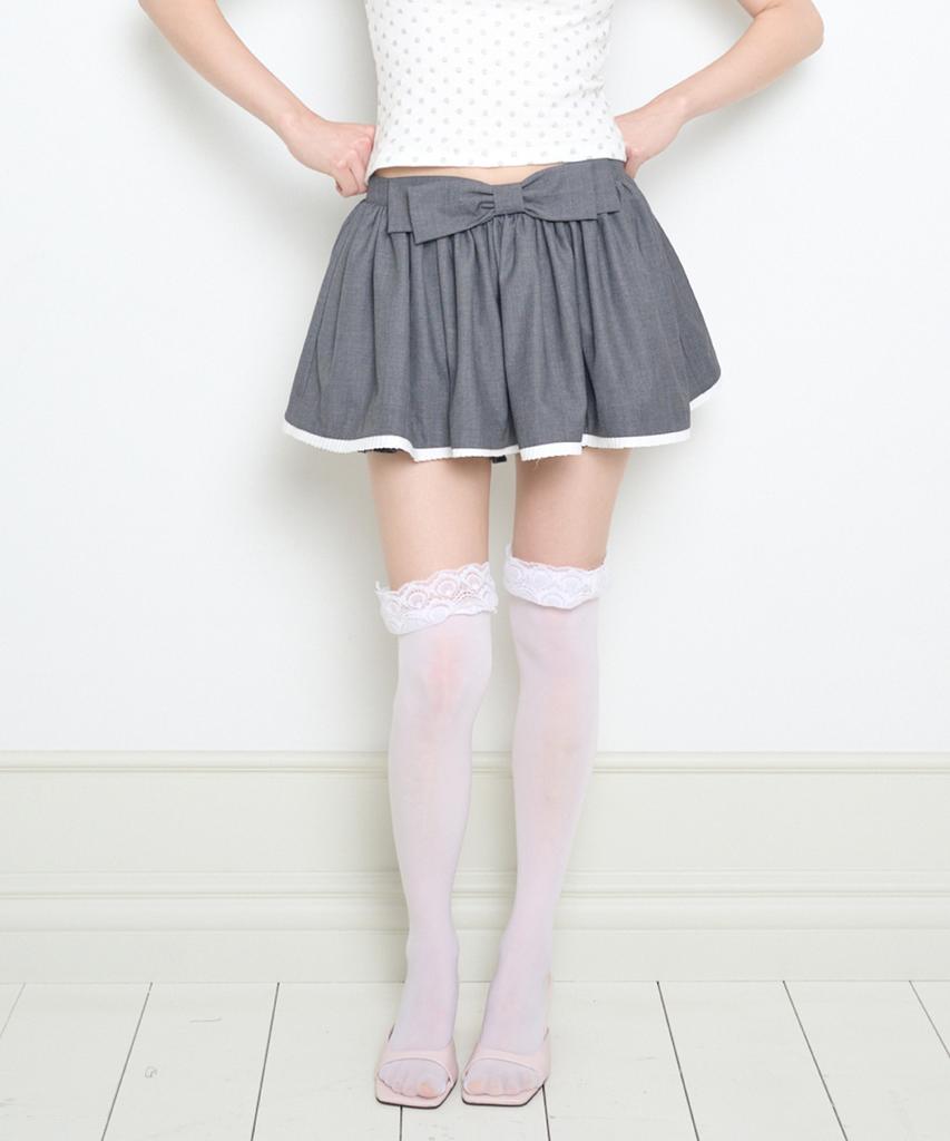 Iligo Bow Pumpkin Skirt Pants Charcoal