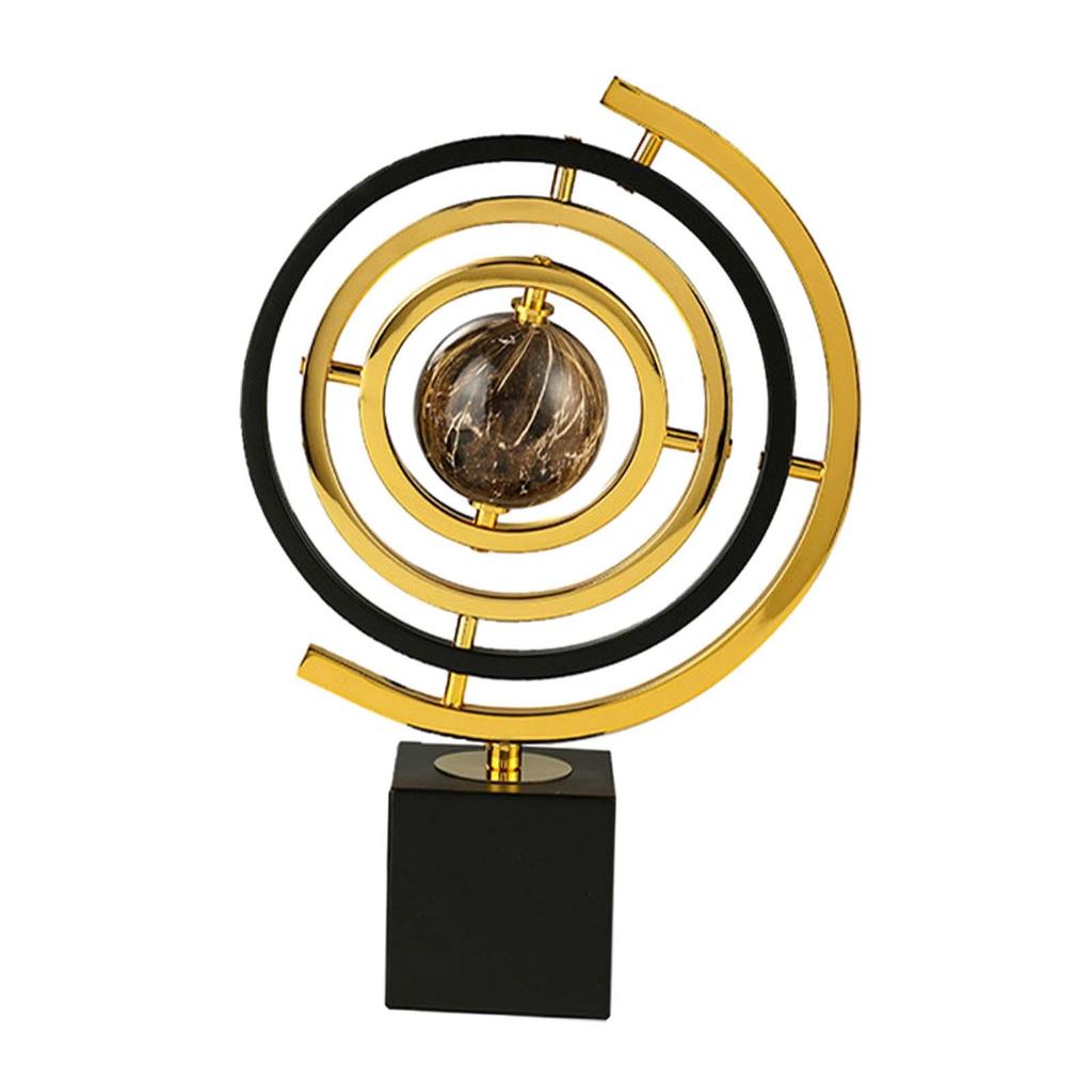 Art Sculpture Modern Decor Statue Centerpiece Ornament Iron Material Rotating Globe Aesthetic