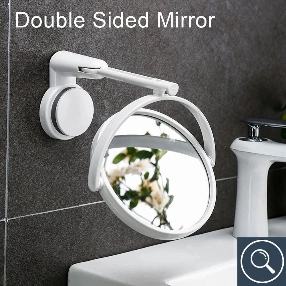 Plastic Self Adhesive Wall Hang Round Vacuum Suction Folding Makeup Supplies Vanity Mirror Shave Mirrors Bath Mirrors