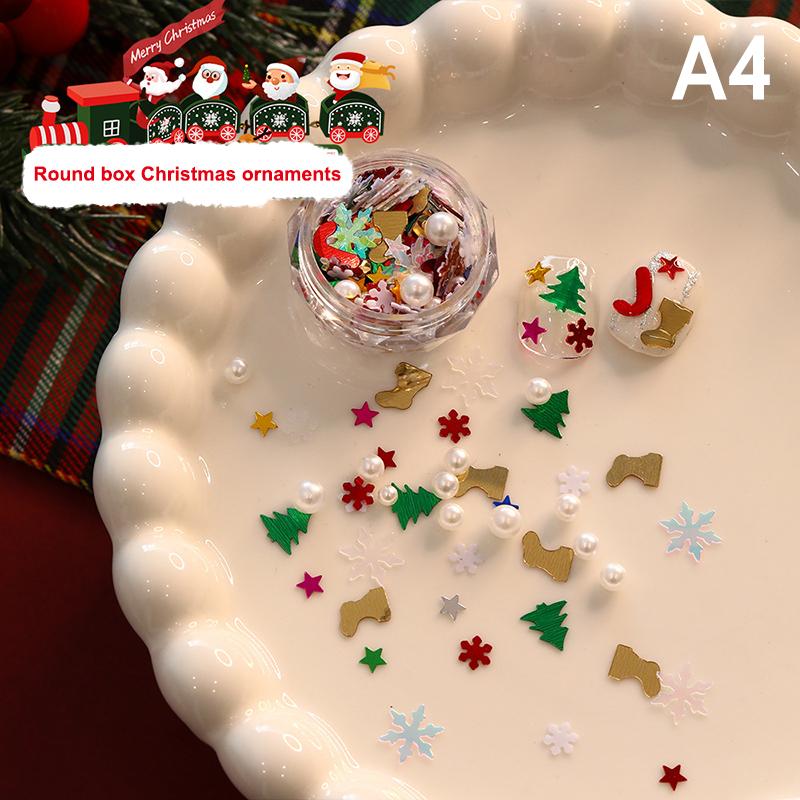 Christmas Red/Green Pearl Nail Rhinestone Mixed Size Pearlescent Colorful Beads Nali Charms Christmas Manicure Jewelry