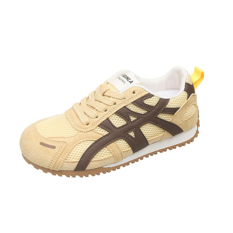 

Striped lace-up white shoes women s 2025 summer new fashion versatile comfortable sports leisure lightweight non-slip board shoes 40 жёлтый