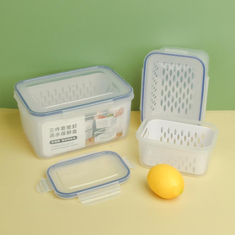 Refrigerator-Safe Food-Grade Kitchen Large-Capacity Fruit Storage Tupperware with Airtight Seal
