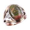 Natural Unakite Gemstone Handmade 925 Sterling Silver Two Tone Ring S.7.5 Q9H67