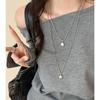 Korean Style Silver Star Layered Pull-Out Necklace for Women - Elegant Long Sweater Chain High-End Accessory