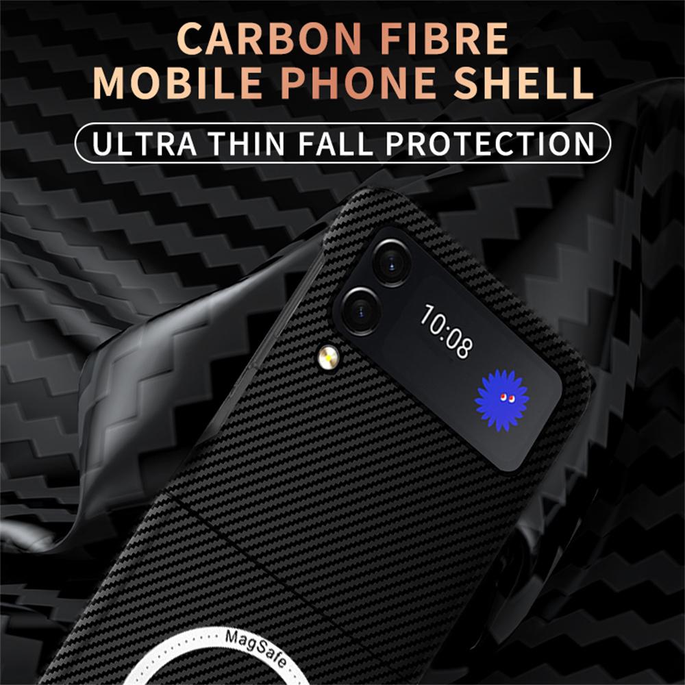 For Samsung Z Flip 5 4 Z Flip 3 Case Business Carbon Fiber Magnetic Magsafe Phone Cases for Galaxy Z Fold 5 3 S24 S23 S22 S21 Ultra 5G Hard PC Cover