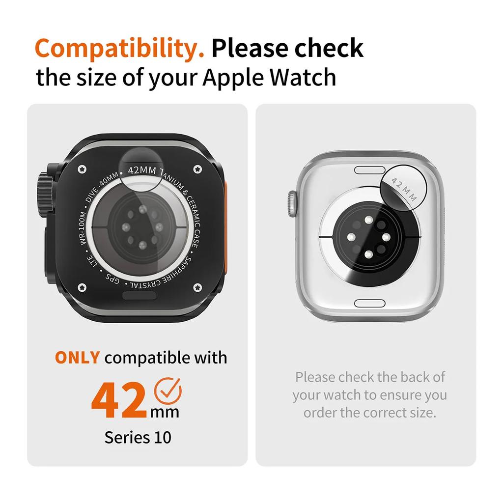 Metall+Kunststoff Hülle für Apple Watch 11 10 46mm Wechsel zu Ultra 2 Abdeckung Aluminiumlegierung Stoßfänger Schutzrahmen für IWatch S10 46mm