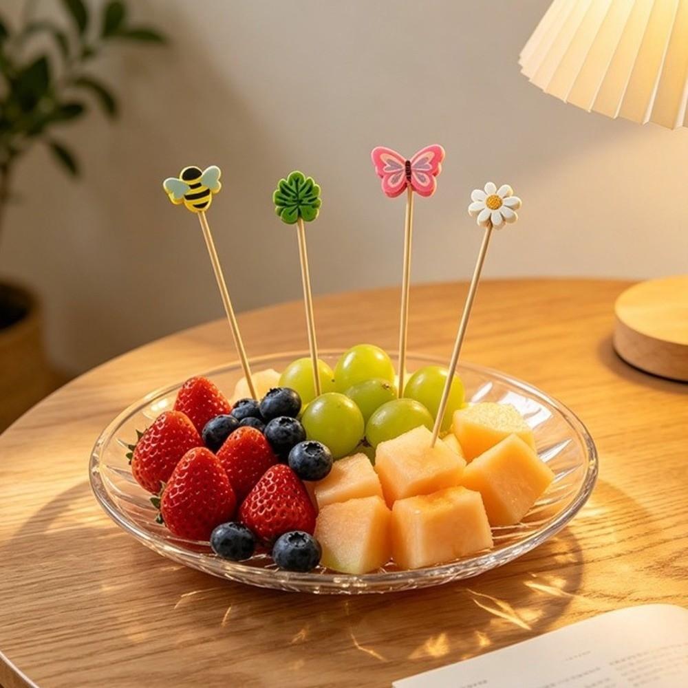 100Pcs Candy Color Cocktail Skewers Animal Plant Mixed Fruit Serving Sticks for Festival Supply