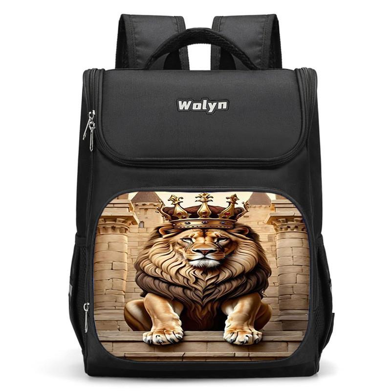 Spacious Lion-themed Backpack For Elementary School Kids Oxford Fabric Lightweight