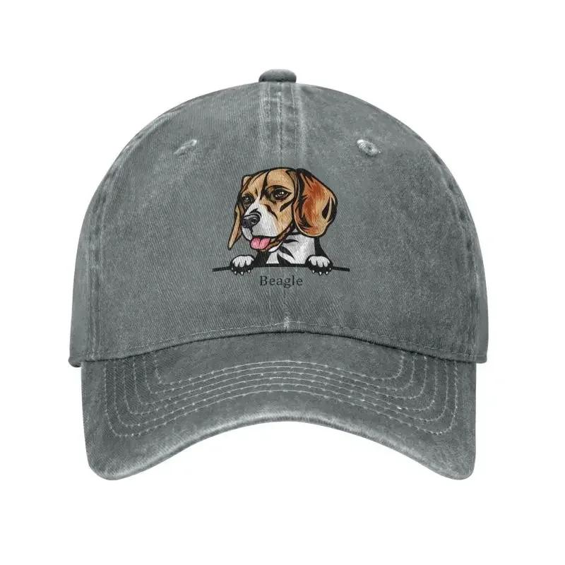 Personalized Cotton Peeking Dog Beagle Baseball Cap Outdoor Men Women's Adjustable Pet Animal Dad Hat Summer