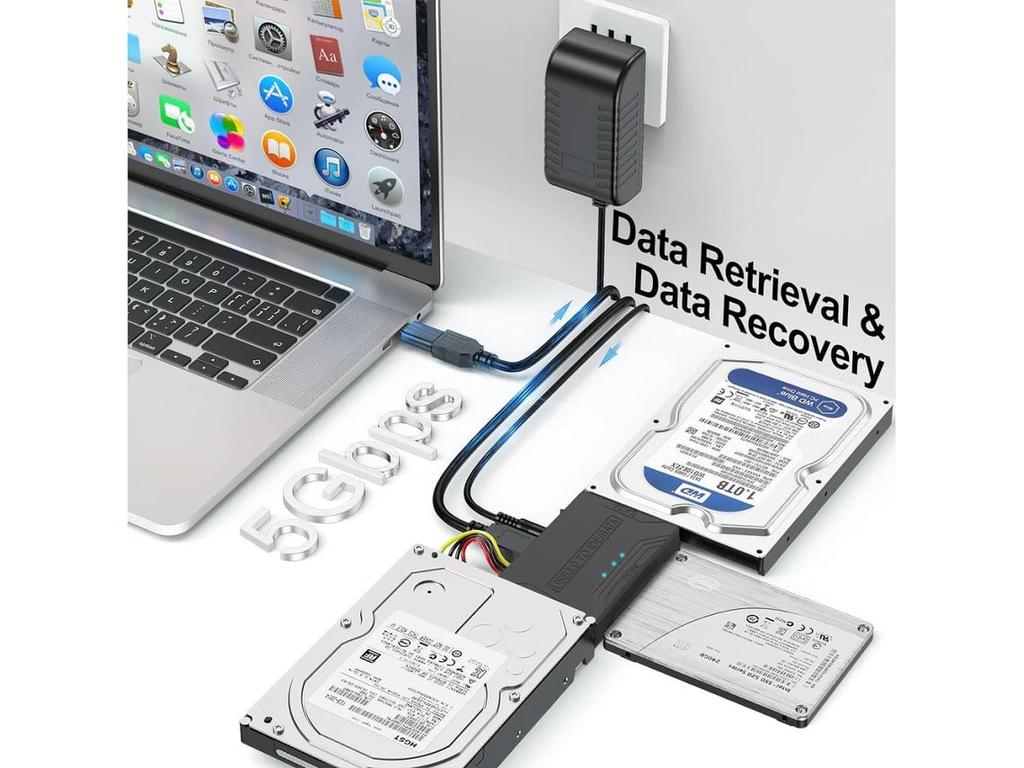 SATA/IDE to USB 3.0 Adapter External Hard Drive Reader with USB and Type C Interfaces