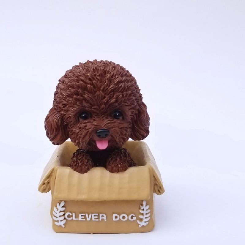 

Creative Car Ornaments Shaking Head Dog Decoration Cute Teddy Dog Car Decoration Resin Crafts 7cm*6.5cm*10cm коричневий
