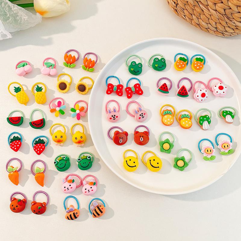 10-30PCS/Set, Cute Cartoon Animals, Hair Bands, Girls, Elastic Rubber Band, Headwear, Hair Accessories