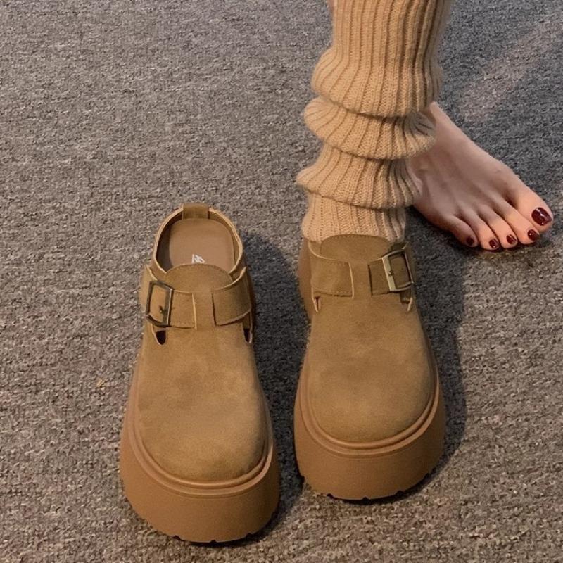 Lazy Outdoor Wear Baotou Ladies Half Slippers 2025 Spring New Thick Sole Height Increase 8CM One-step Sandals