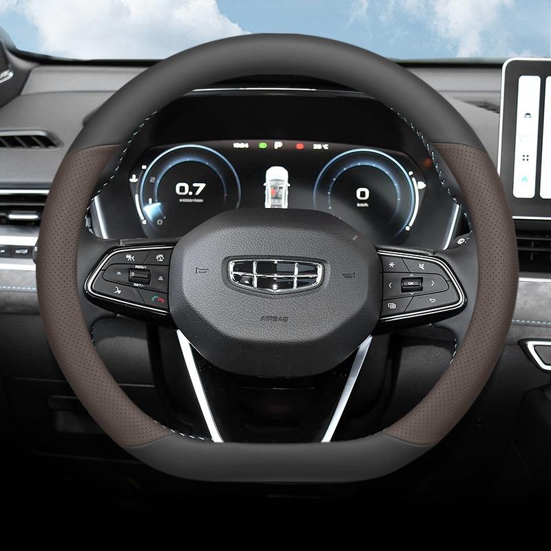 For Geely Emgrand 2019-2026 Car Steering Wheel Cover Napa Leather Ultra-thin Anti Slip Car Handle Covers Interior Accessories