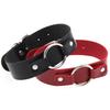 Unisex Round Ring PU Leather Choker, Harajuku Punk Adjustable Neck Collar