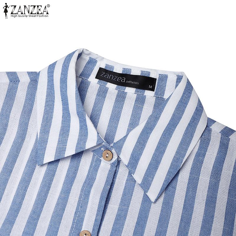 ZANZEA Women Casual Turn Down Collar Summer Short Sleeve Shirt Dress