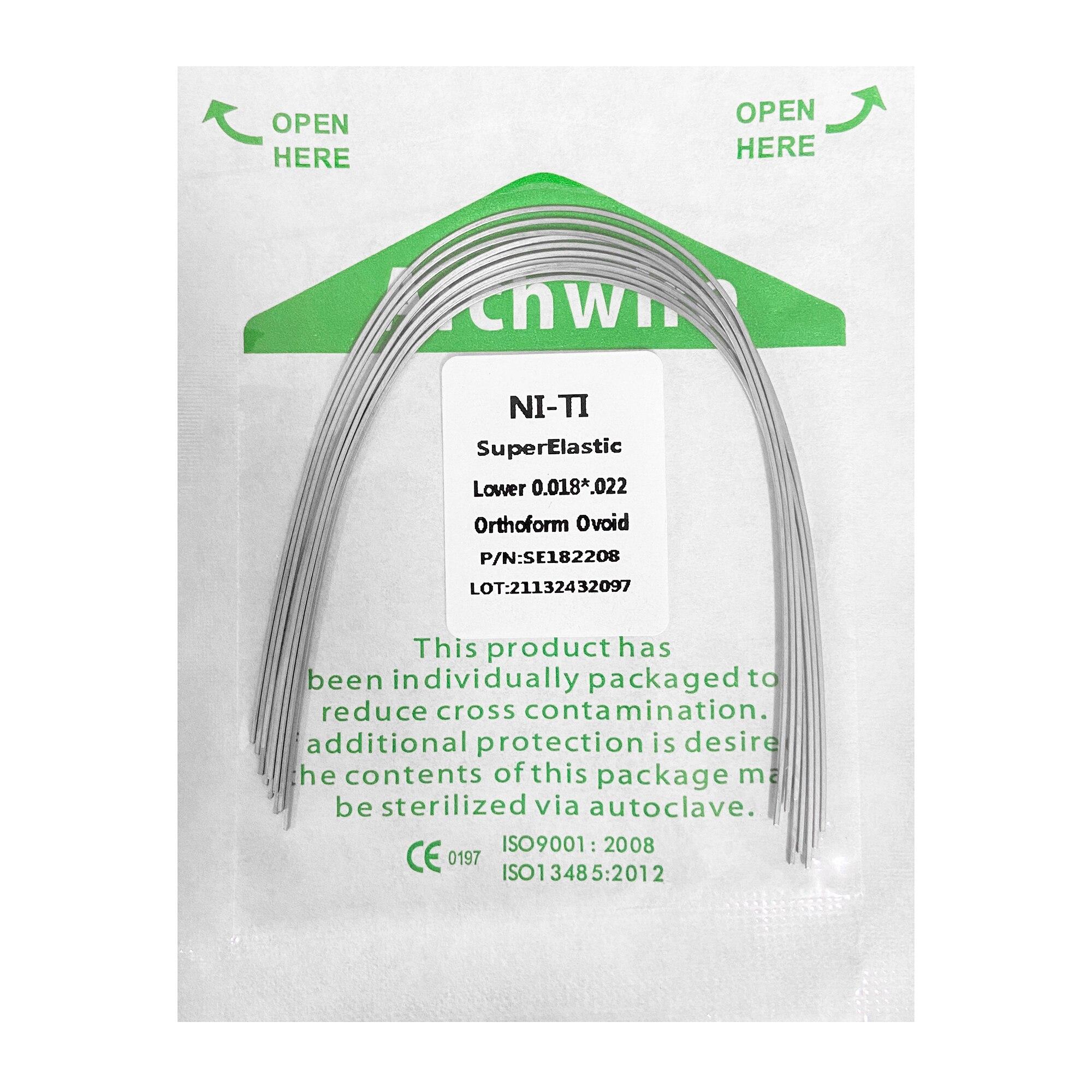 

10 шт./упак. ортодонтические стоматологические суперэластичные овоидные нити круглые/прямоугольные арочные проволоки стоматологические нити арочные проволоки Ovoid 18x22 Lower