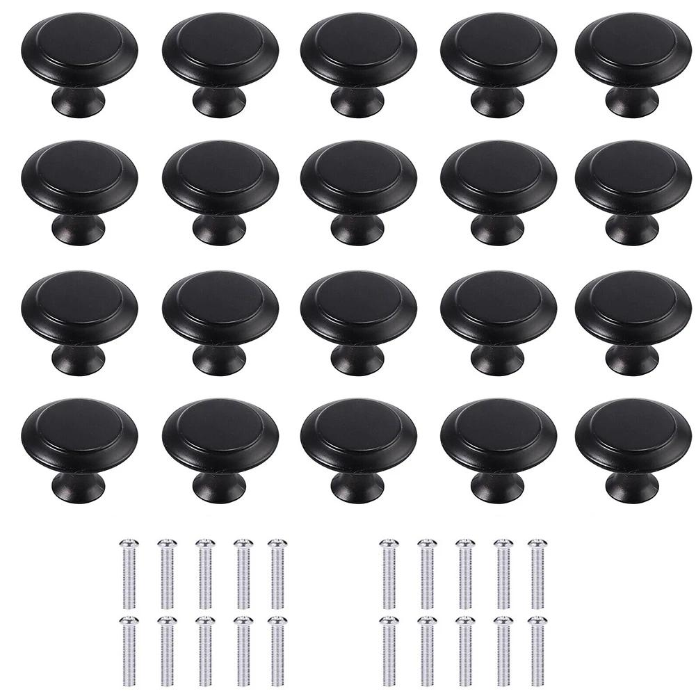 20pcs Vintage Cabinet Handles Drawer Knobs Black Single Hole Drawer Pulls Furniture Cupboard Closet Door Handles Hardware